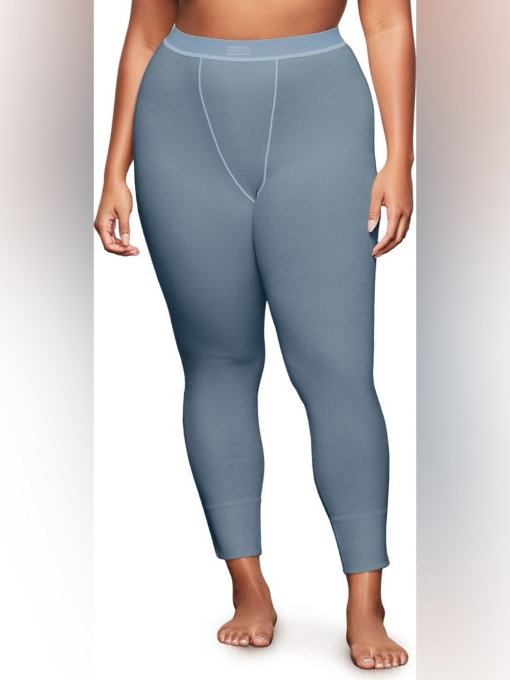 Skims Blue Cotton Rib Boxer Leggings
